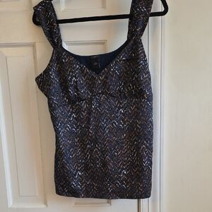 Lot Of 3 XL Ann Taylor Satin Camisole Blouse Navy Red Blue Tan White